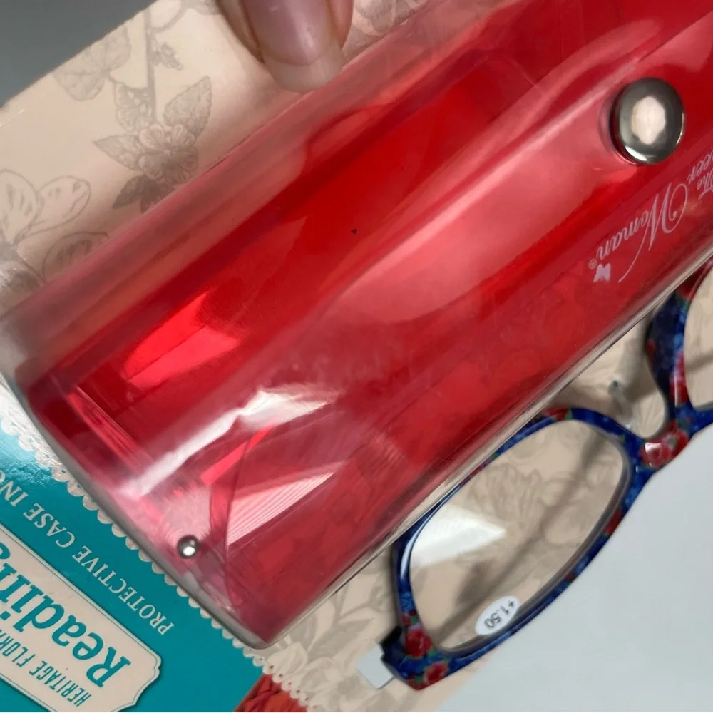 The Pioneer Woman Reading Glasses Heritage Protective Case Floral +1.50 Blue Red